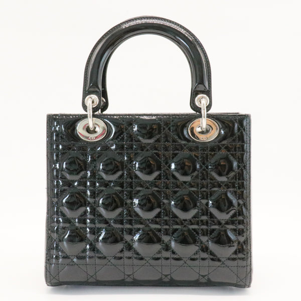 Lady Dior Bag Cannage Quilt Patent Medium