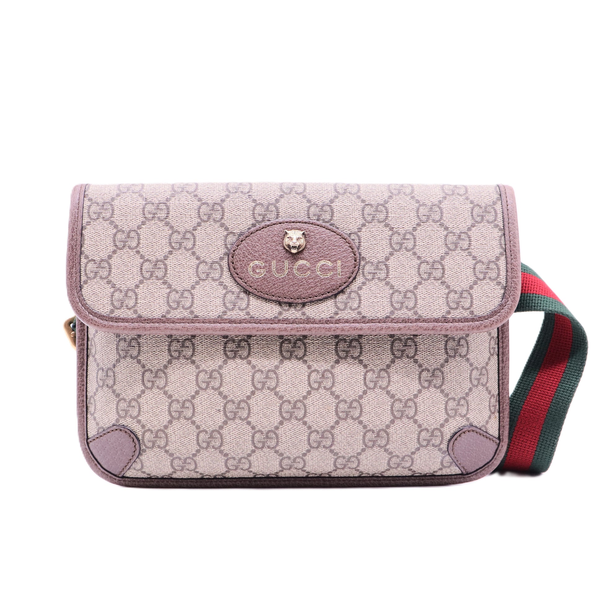 Brown GG Supreme Web Neo Vintage Belt Bag Beige