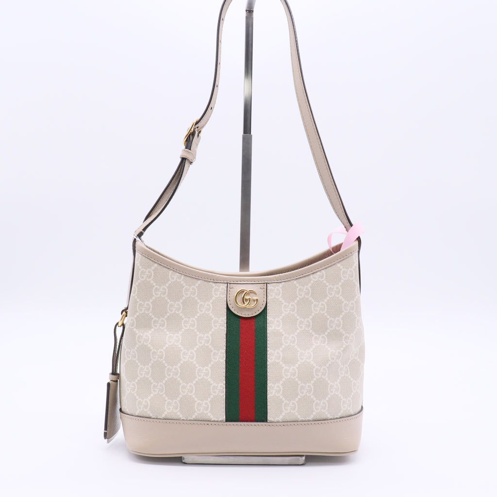 Ophidia Open Bucket Bag GG Coated Canvas with Leather Small Twins