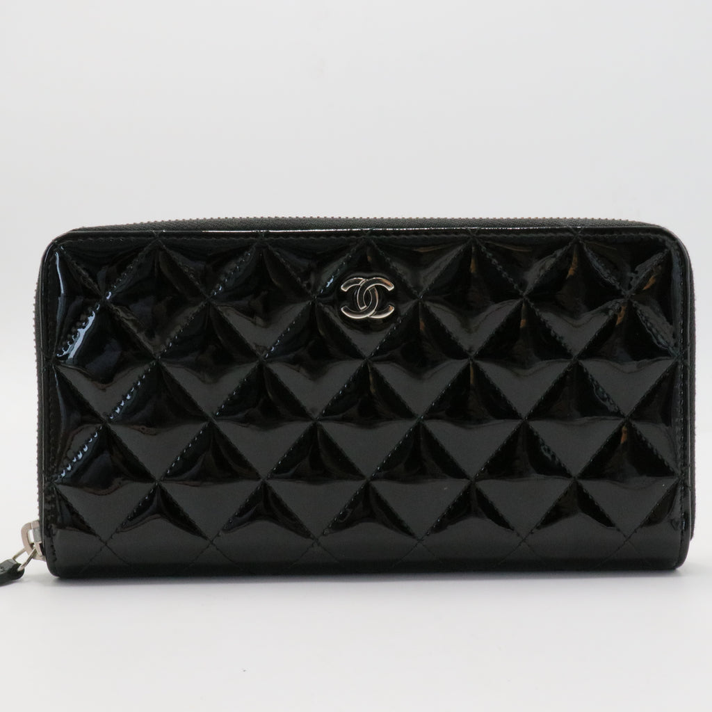Zip Around Wallet Quilted Patent Long