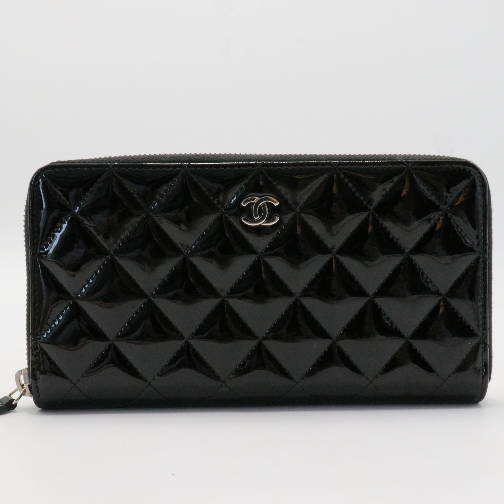 Zip Around Wallet Quilted Patent Long