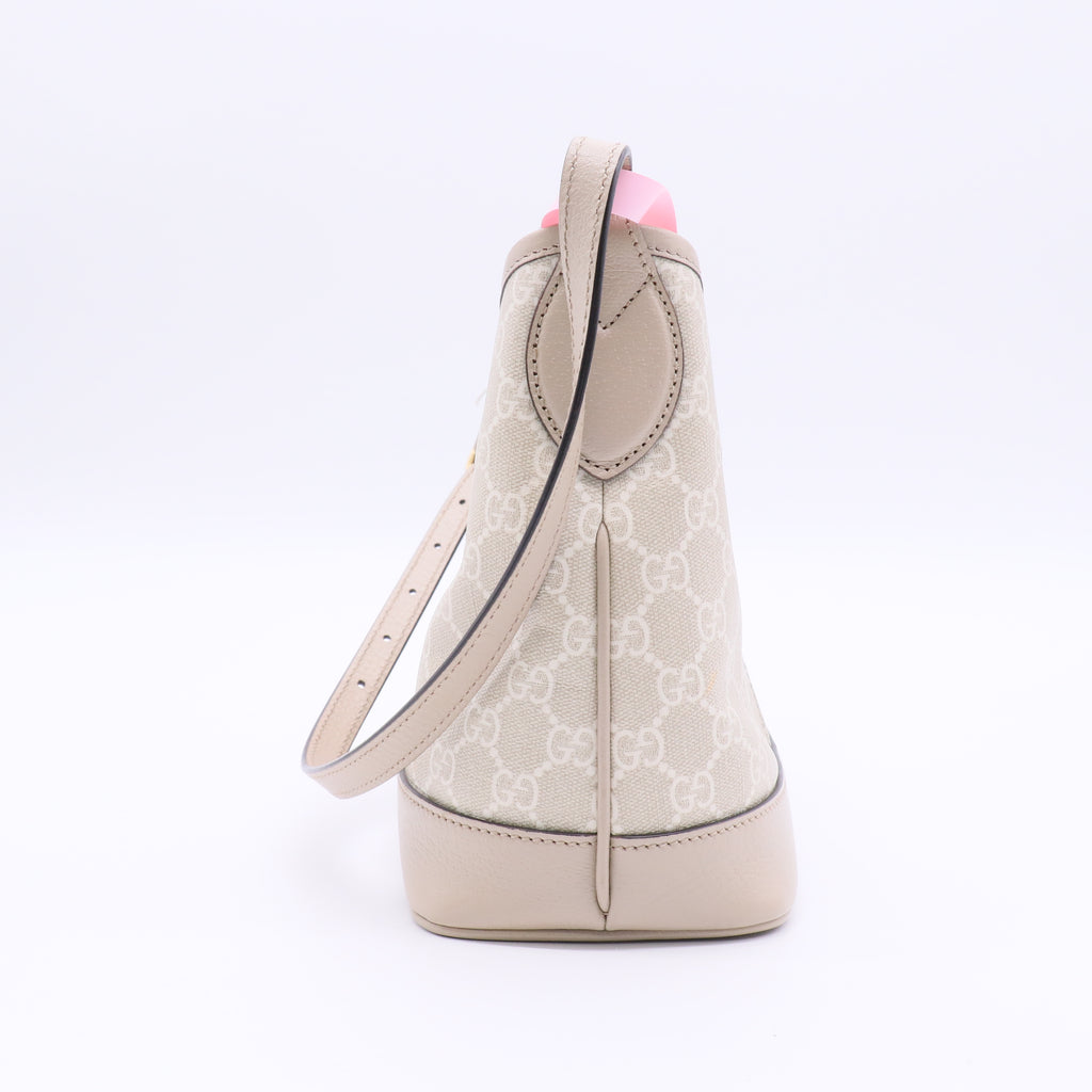 Ophidia Open Bucket Bag GG Coated Canvas with Leather Small Twins
