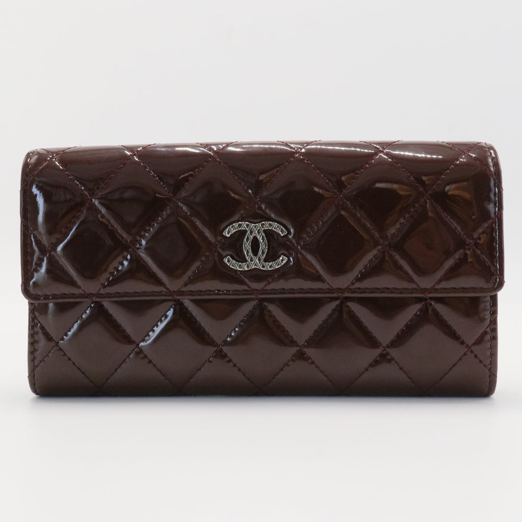 CC Brilliant Flap Wallet Quilted Patent Long
