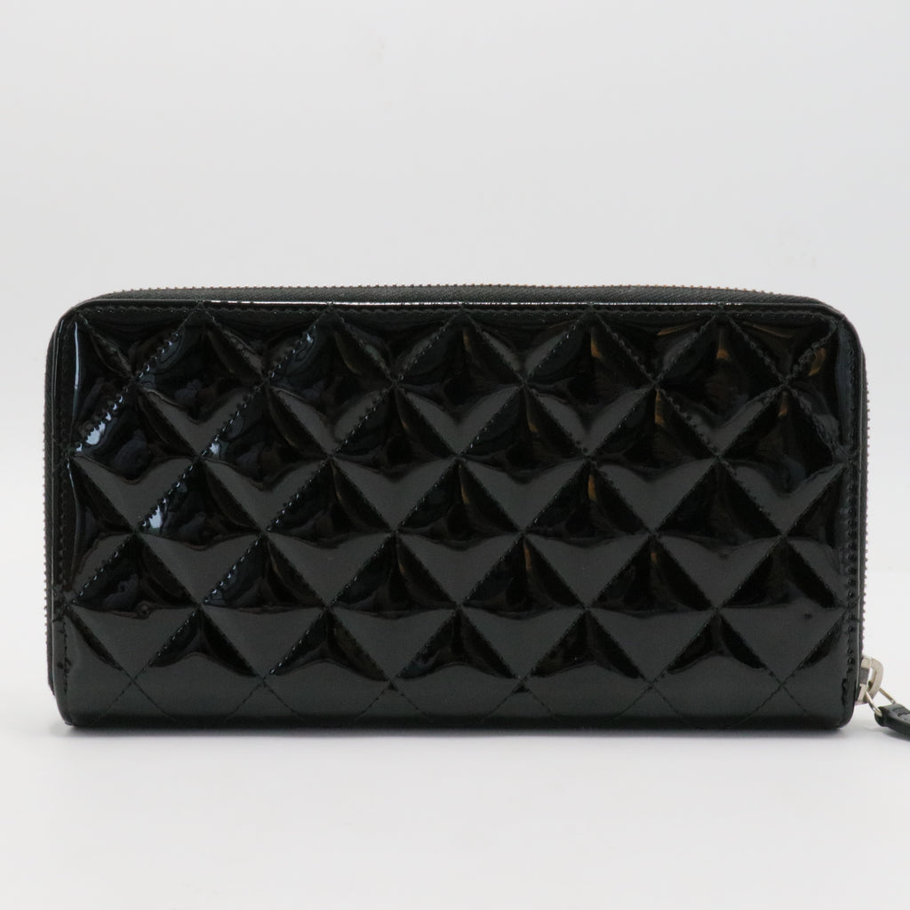 Zip Around Wallet Quilted Patent Long