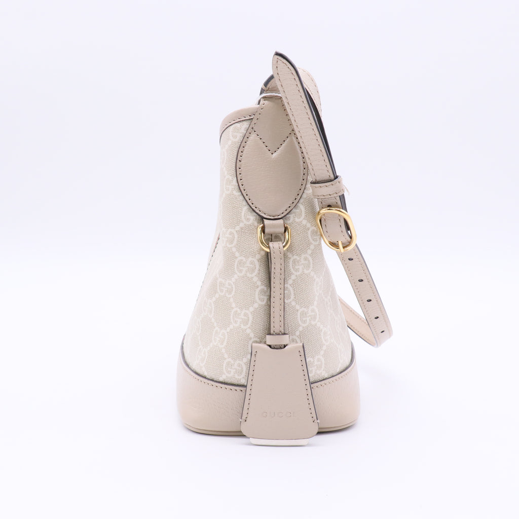 Ophidia Open Bucket Bag GG Coated Canvas with Leather Small Twins
