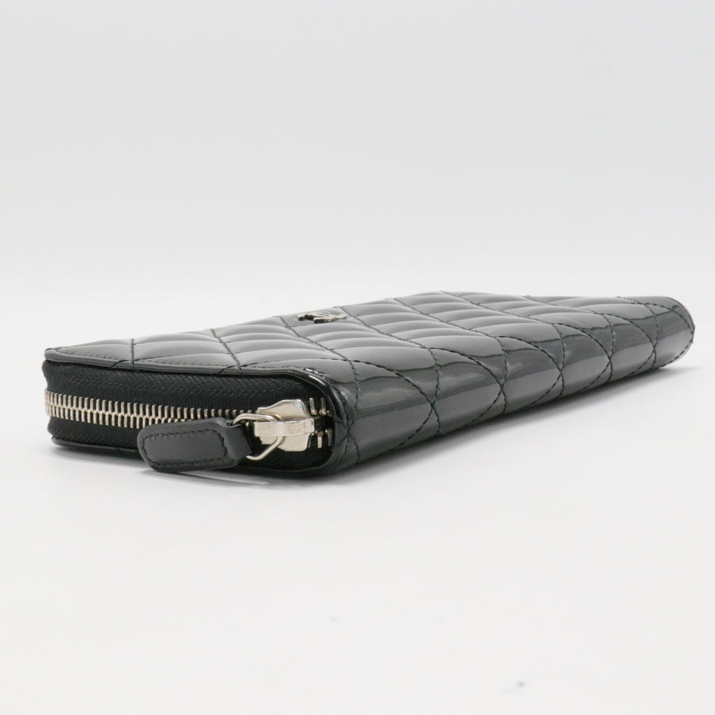 Zip Around Wallet Quilted Patent Long