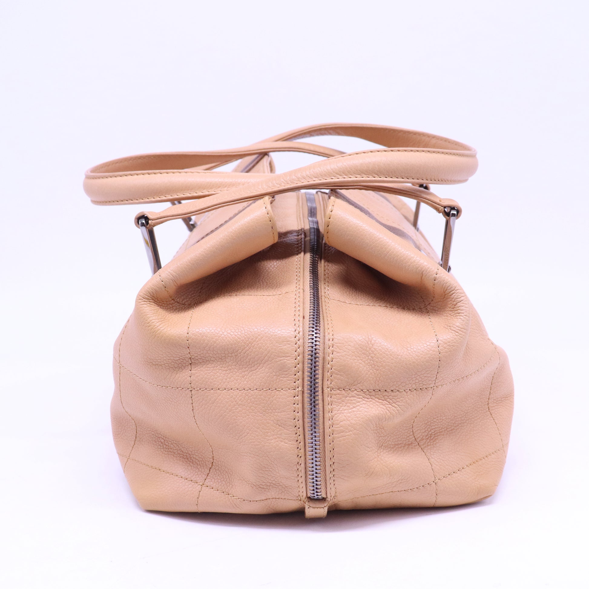 Caviar Square Stitched Tote Beige B20944