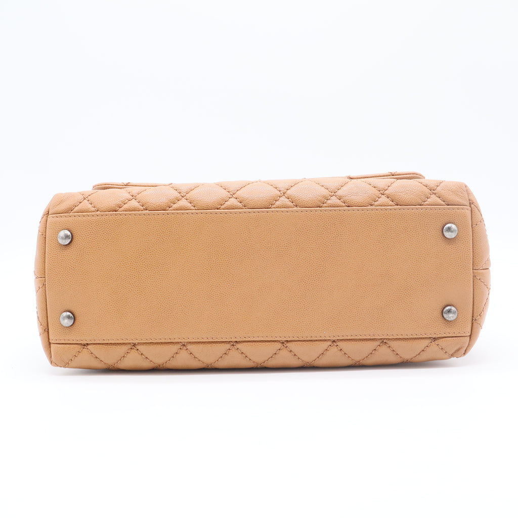 Caviar Quilted Small Coco Handle Flap Brown