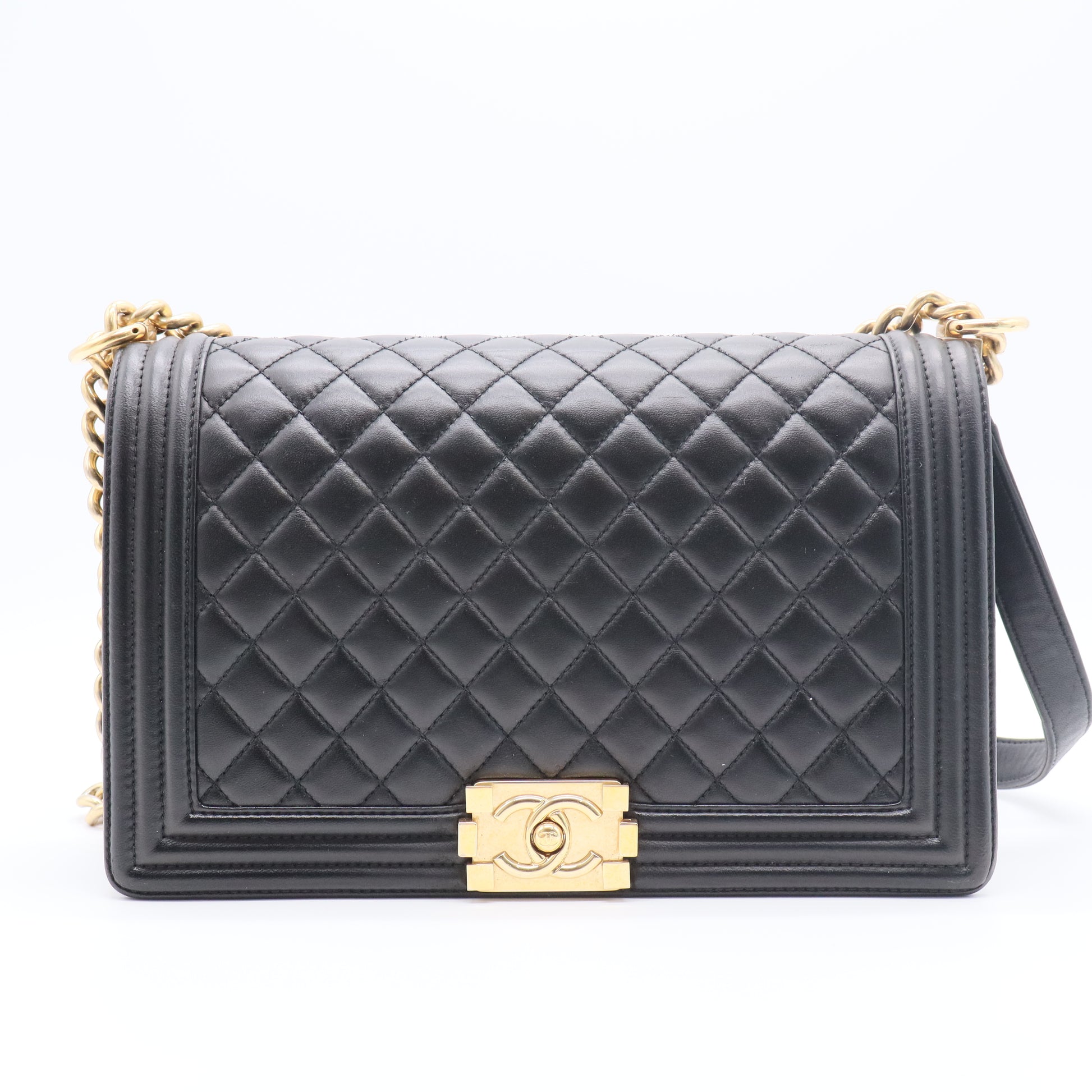 Boy Flap Bag Quilted Caviar New Medium