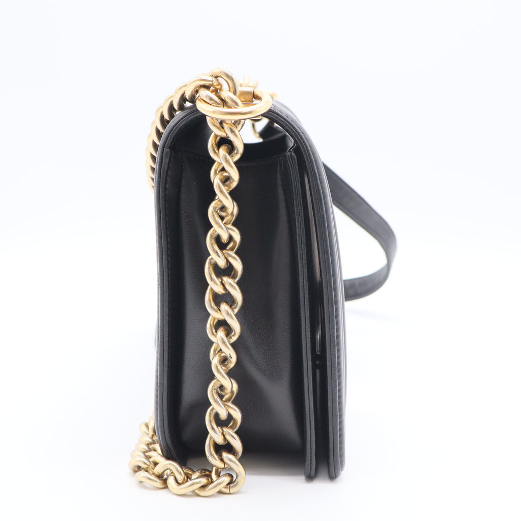 Boy Flap Bag Quilted Caviar New Medium