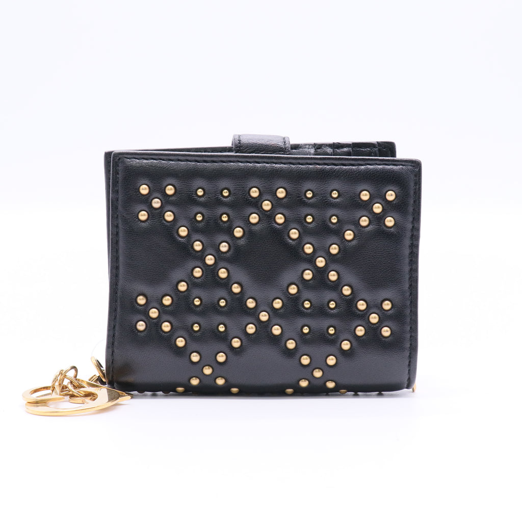Black Cannage Studded Lambskin Wallet Twins