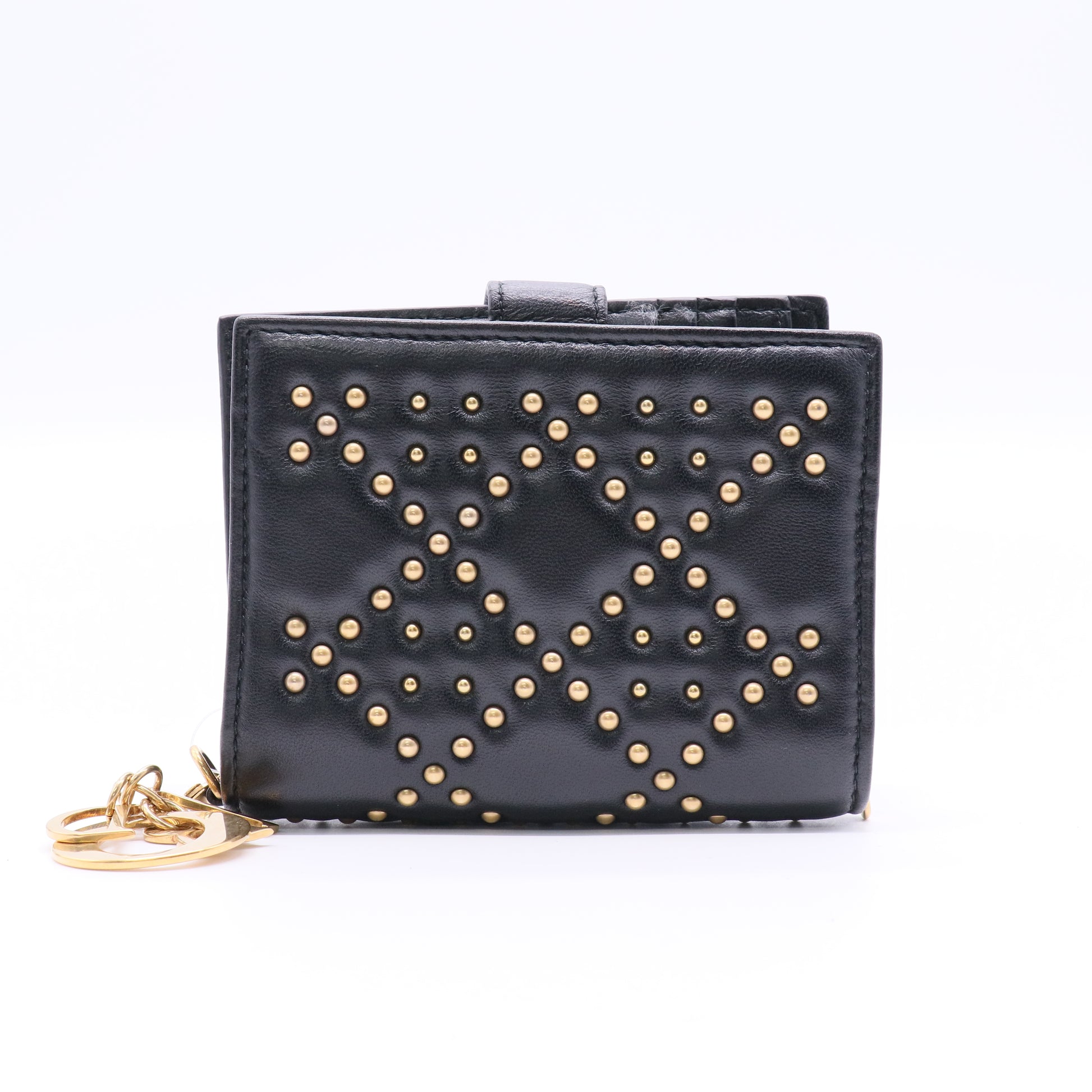 Black Cannage Studded Lambskin Wallet Twins
