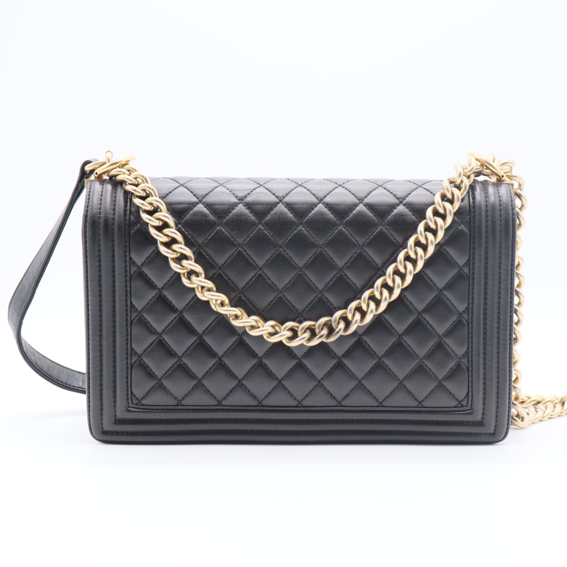 Boy Flap Bag Quilted Caviar New Medium