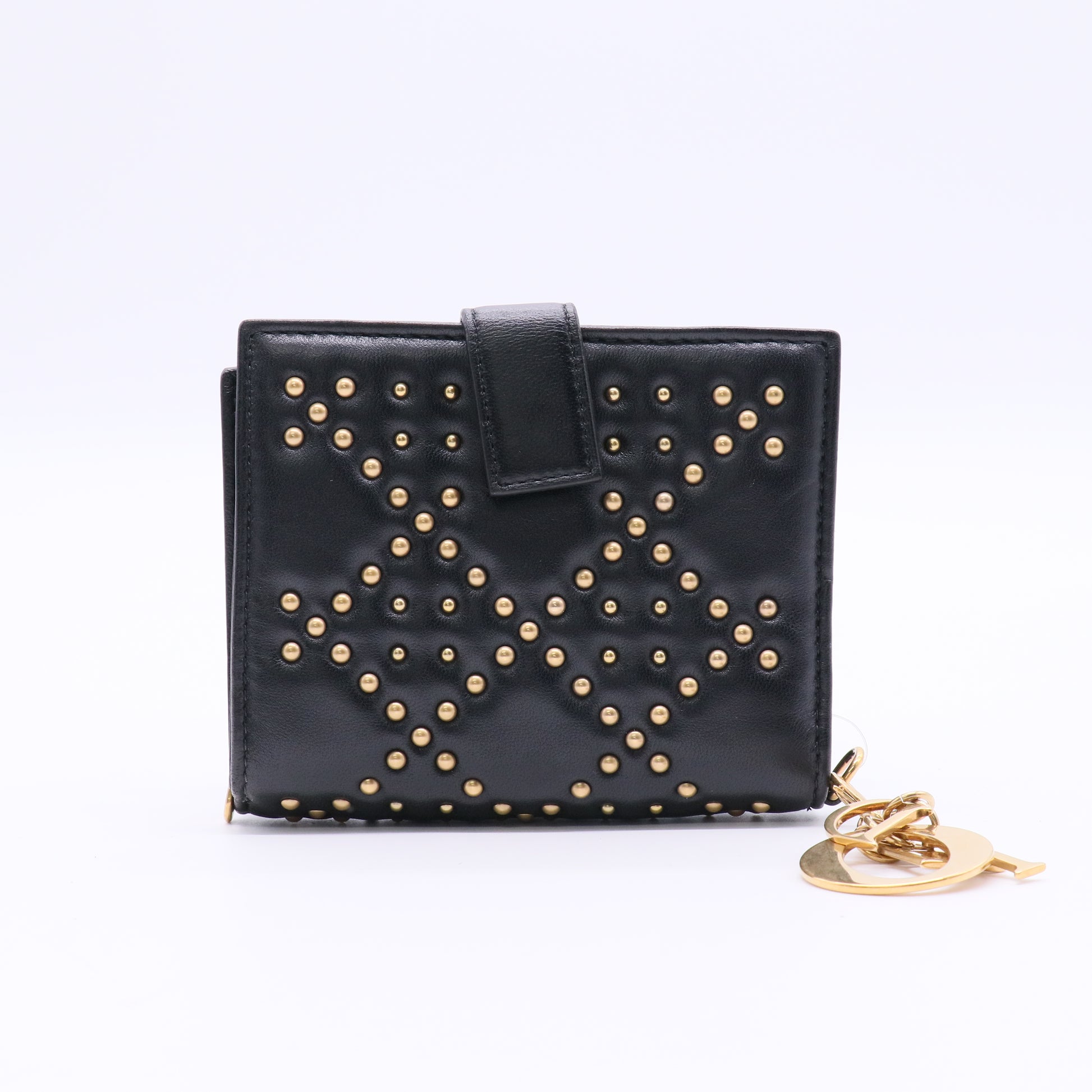 Black Cannage Studded Lambskin Wallet Twins