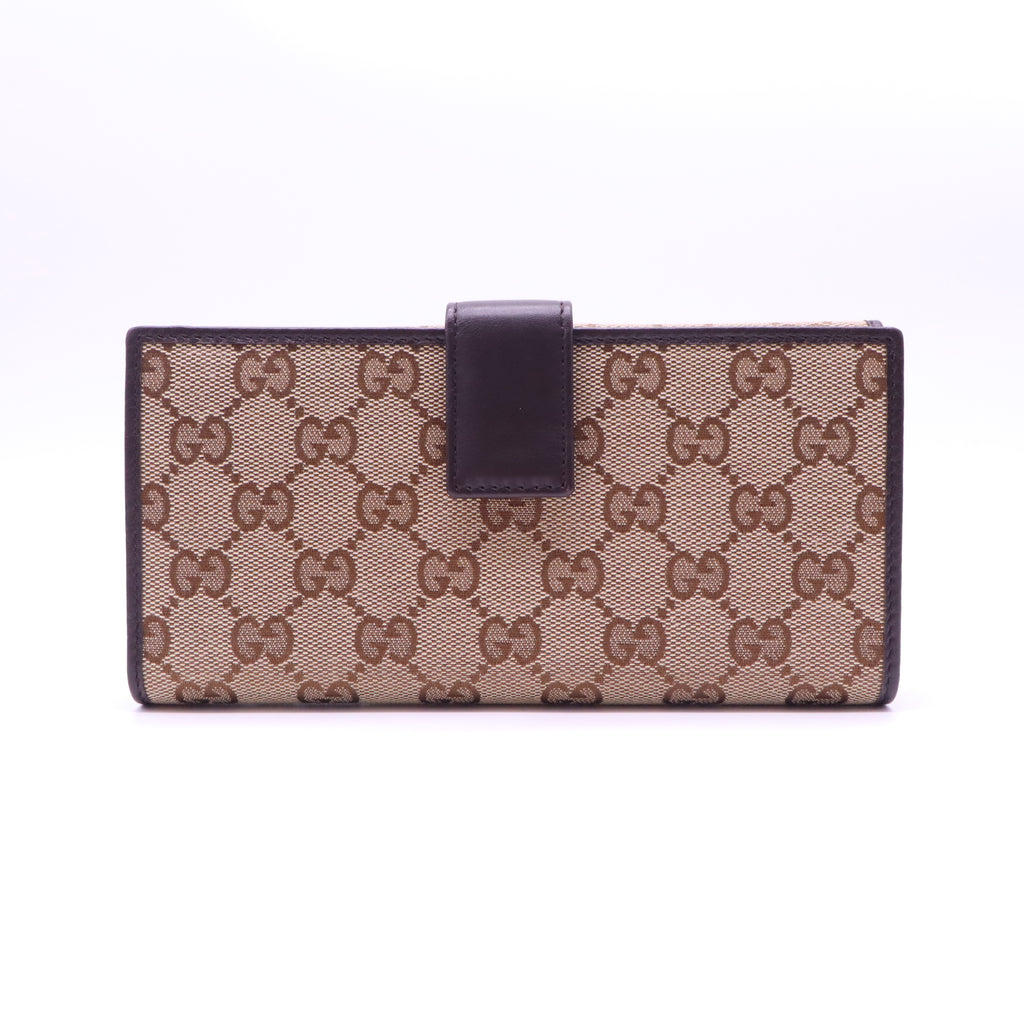 Gucci GG Canvas Metal Bar Continental Flap Wallet W21466