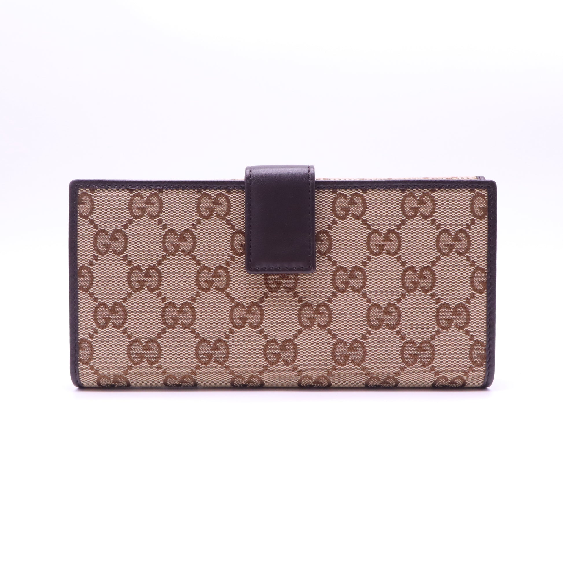 Gucci GG Canvas Metal Bar Continental Flap Wallet W21466