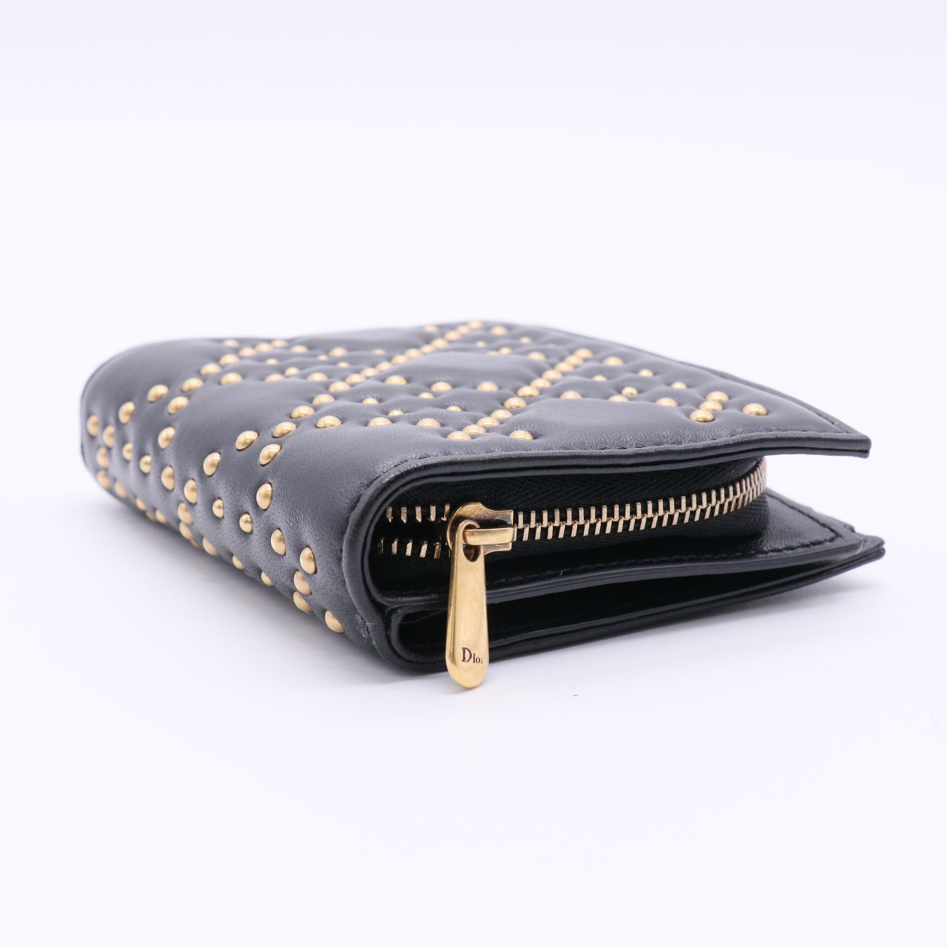Black Cannage Studded Lambskin Wallet Twins