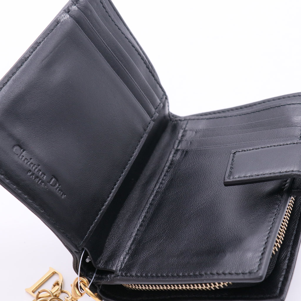 Black Cannage Studded Lambskin Wallet Twins