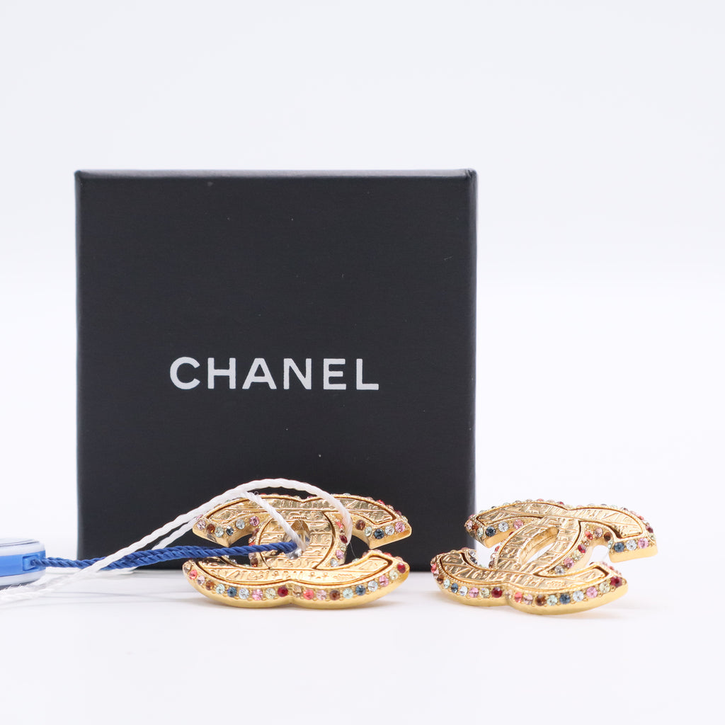 Chanel hieroglyphs and strass earring twins LDJ2789