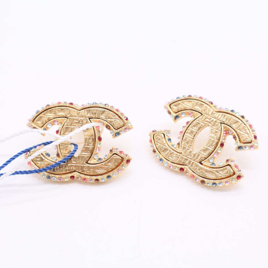 Chanel hieroglyphs and strass earring twins LDJ2789