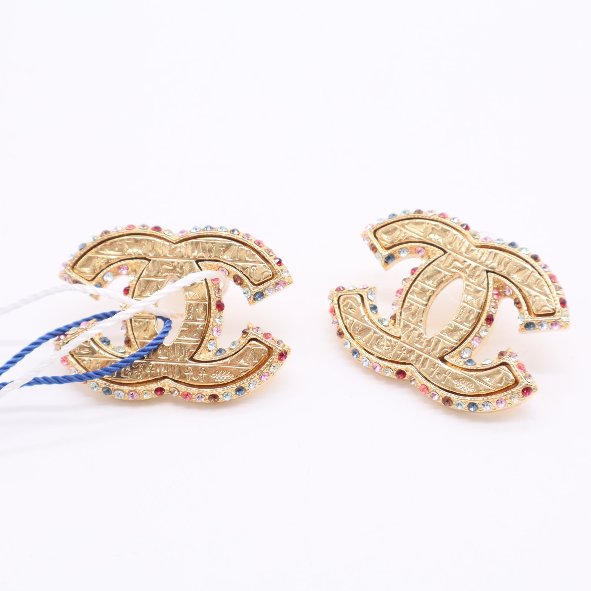 Chanel hieroglyphs and strass earring twins LDJ2789