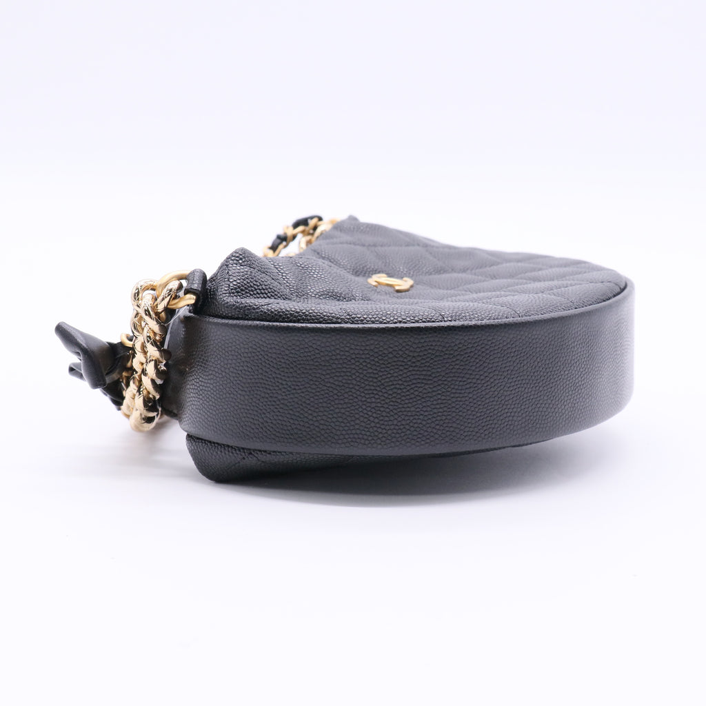 Double Chain Bow Hobo Pouch Quilted Caviar Mini Twins