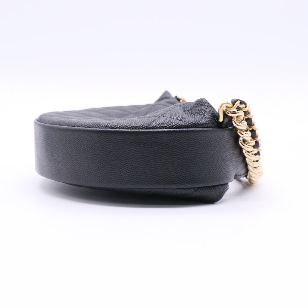 Double Chain Bow Hobo Pouch Quilted Caviar Mini Twins