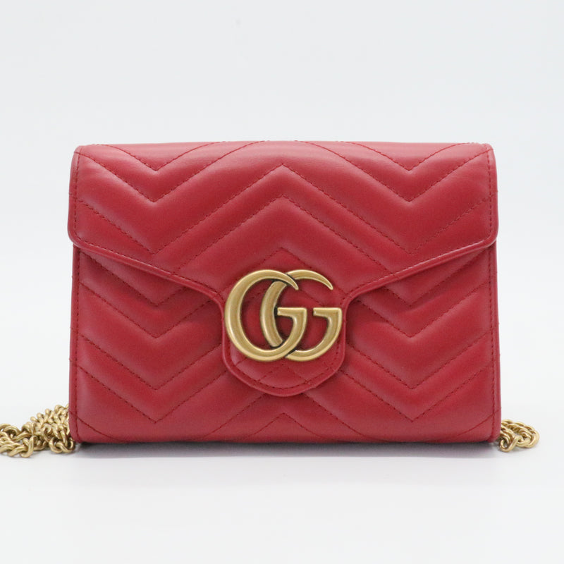 GG Marmont Chain Wallet Matelasse Leather Mini