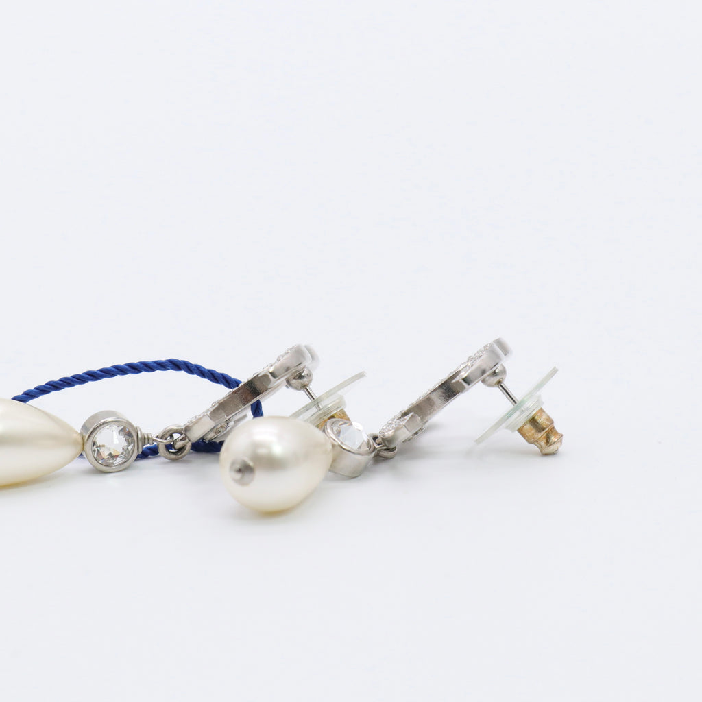 Faux Pearl & Strass CC Drop Earrings Twins