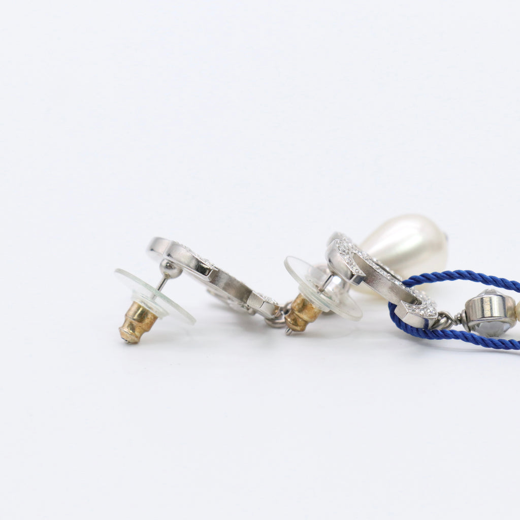 Faux Pearl & Strass CC Drop Earrings Twins