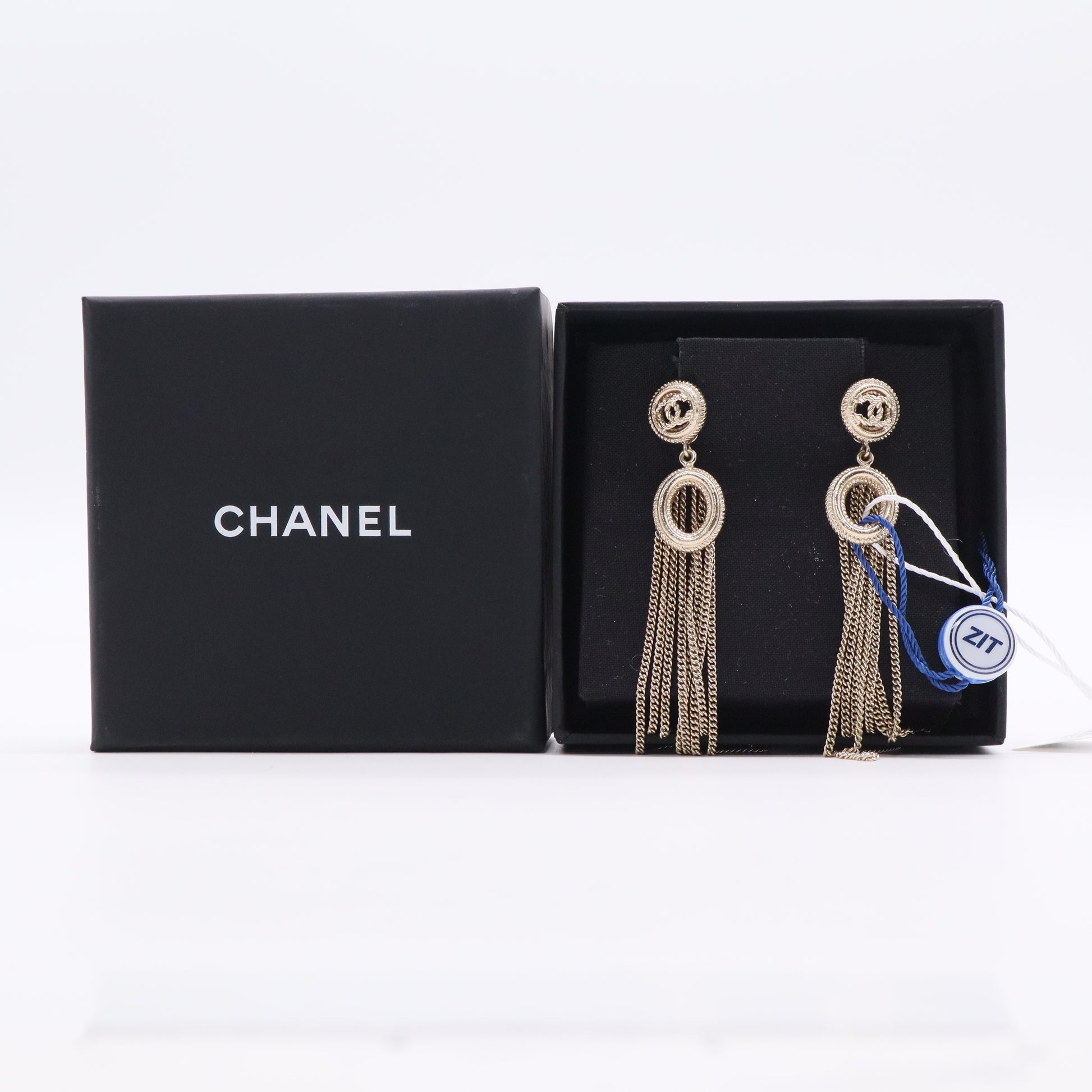 Chanel CC Logo Chain Tassel Earrings twins LDJ2790