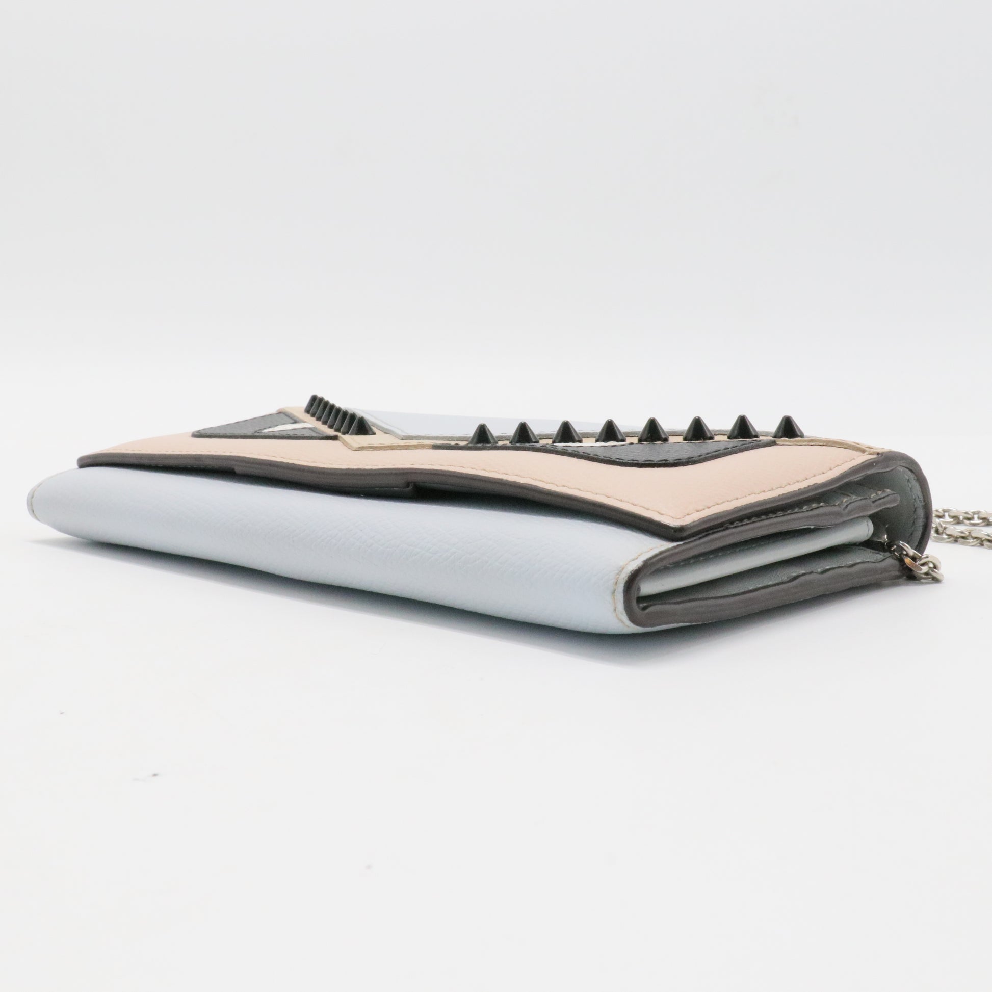 Monster Continental Wallet on Chain Studded Leather