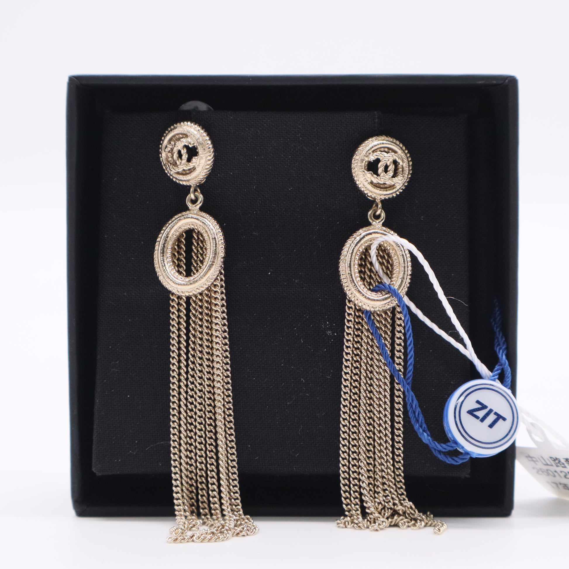 Chanel CC Logo Chain Tassel Earrings twins LDJ2790