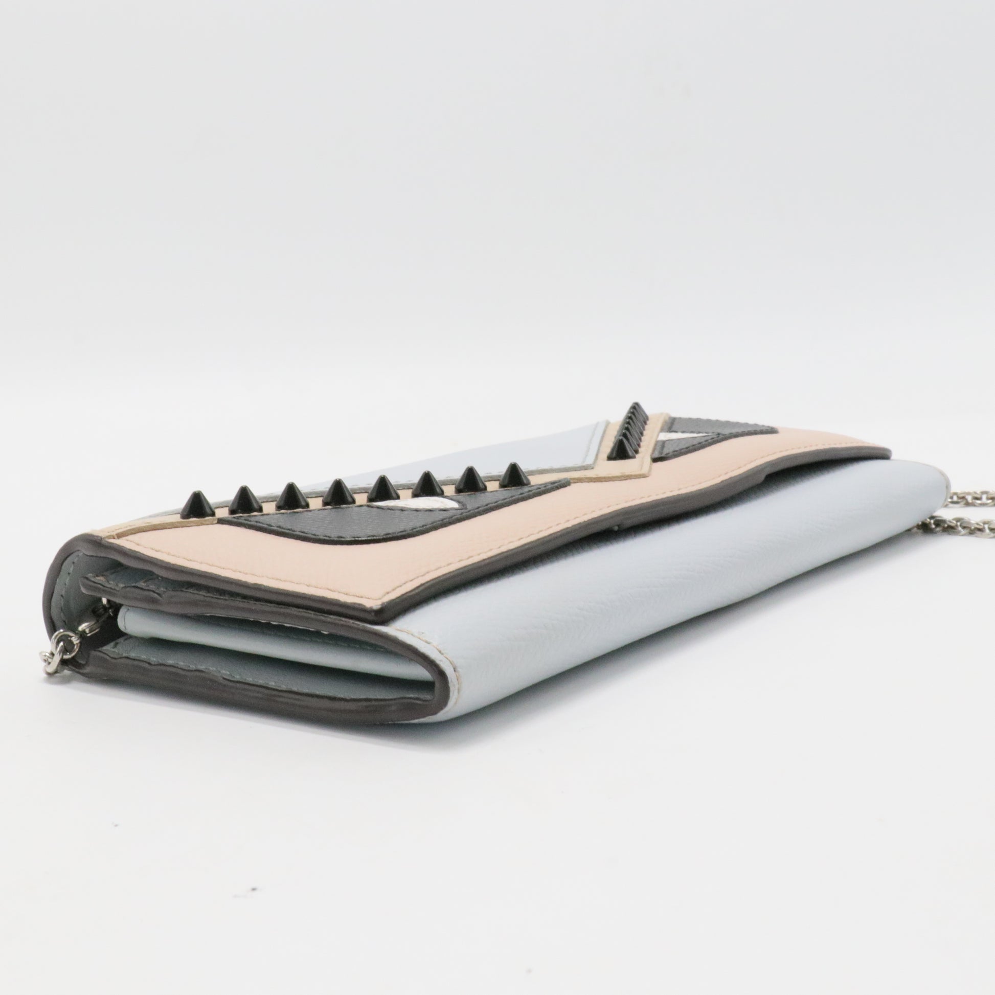 Monster Continental Wallet on Chain Studded Leather