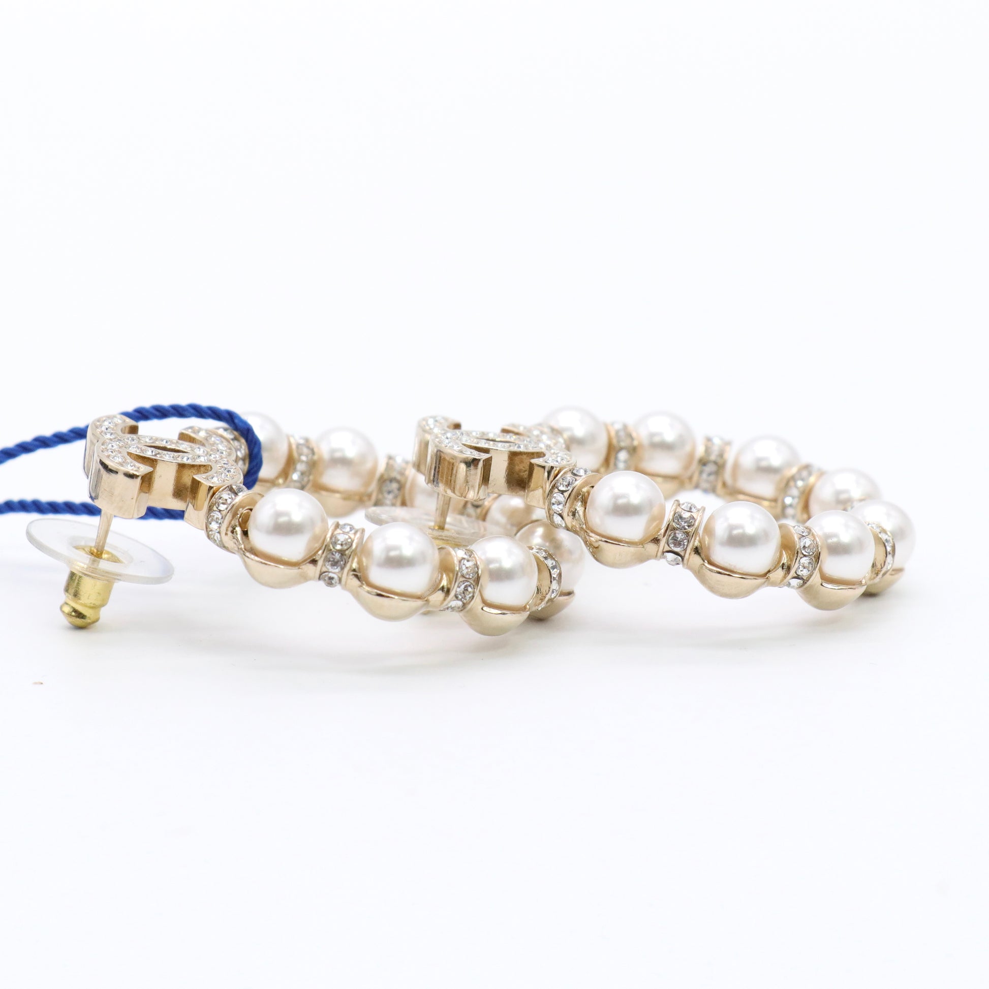 Pearl Crystal Nefertiti CC Drop Earrings Gold twins