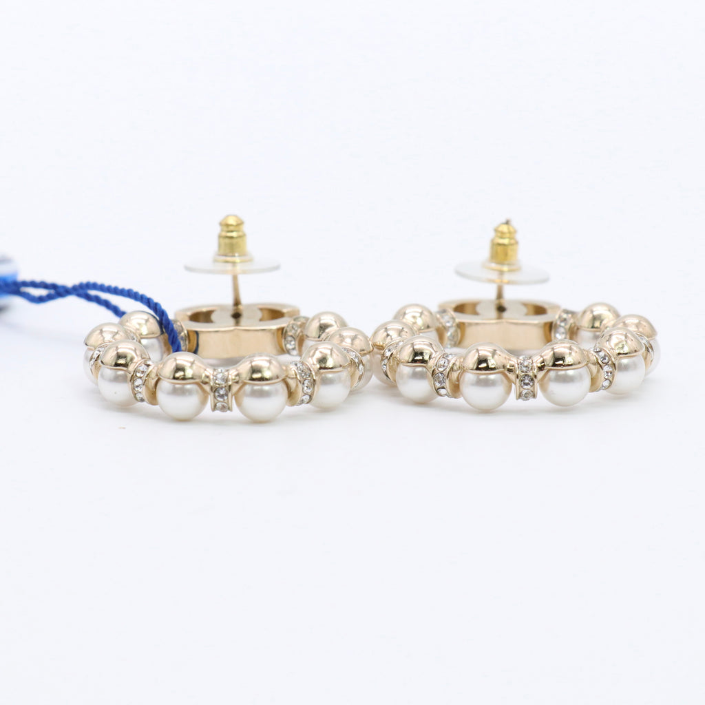 Pearl Crystal Nefertiti CC Drop Earrings Gold twins