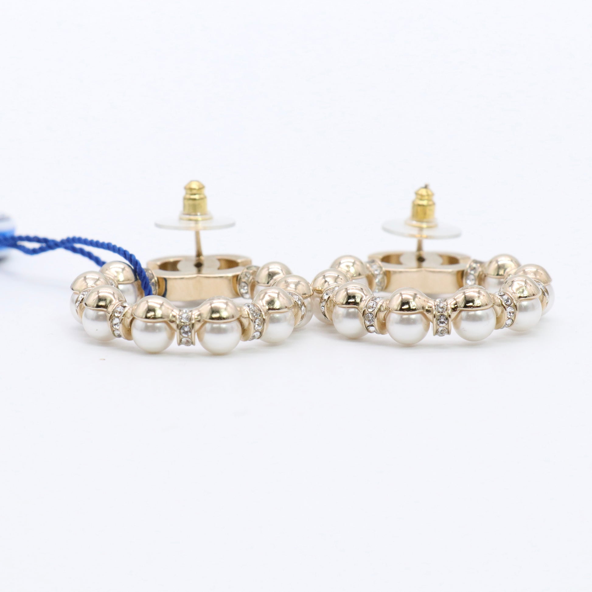 Pearl Crystal Nefertiti CC Drop Earrings Gold twins
