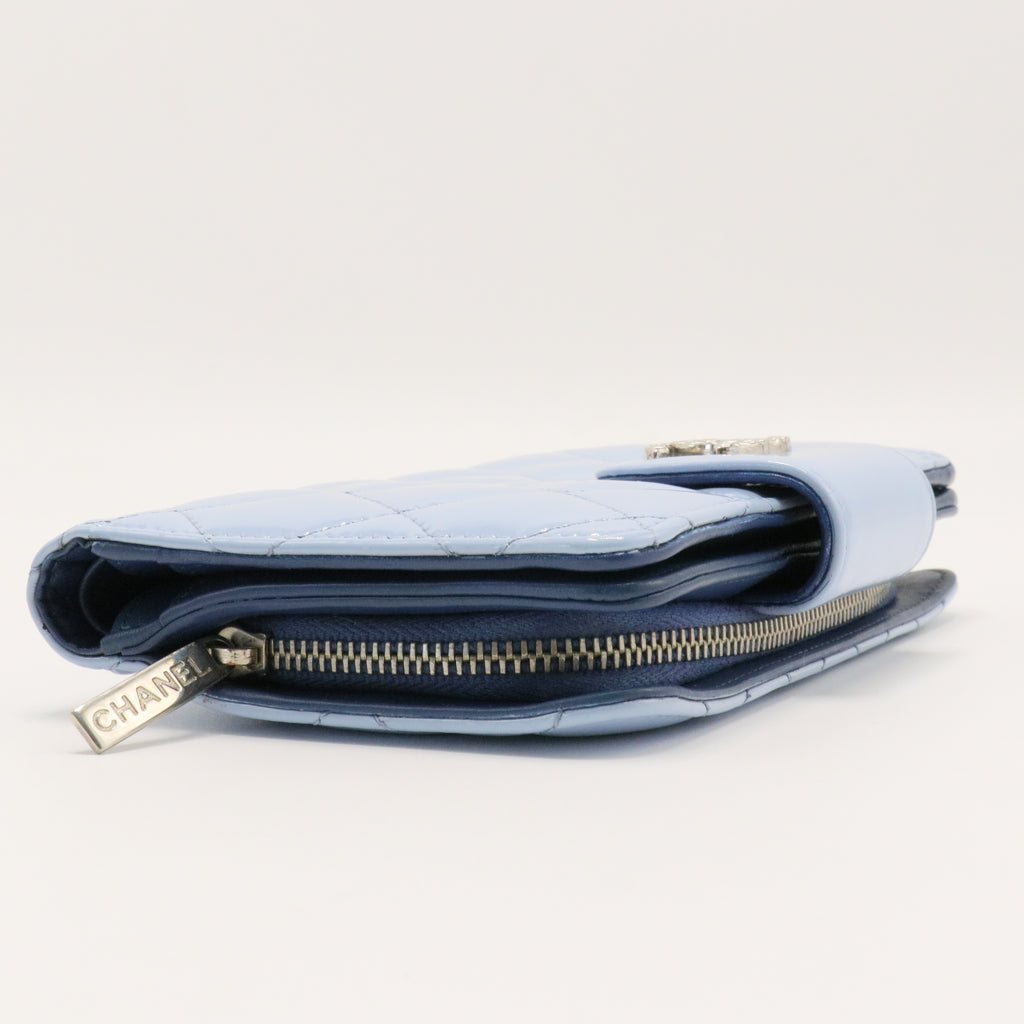 Matelasse Patent Tri-Fold Wallet