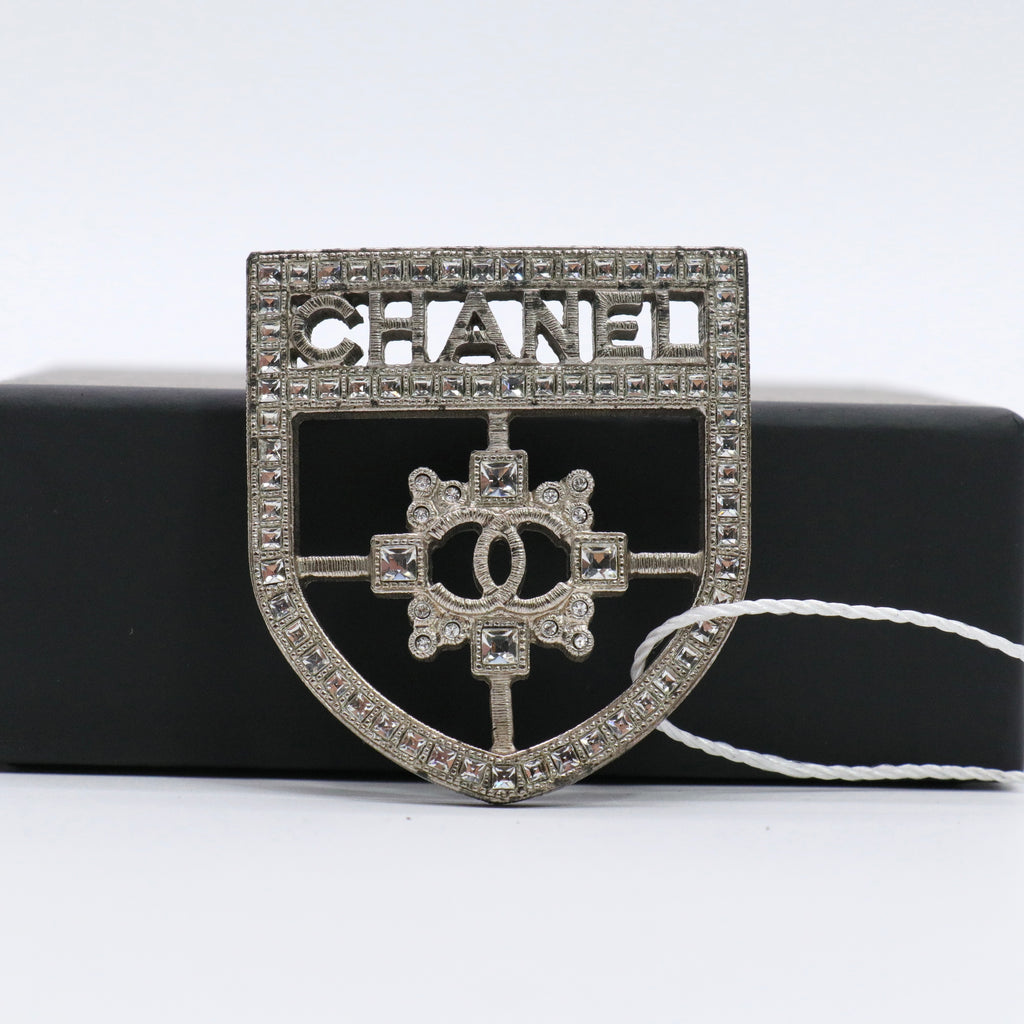 Swarovski Baguette Crystal CC Shield Brooch twins