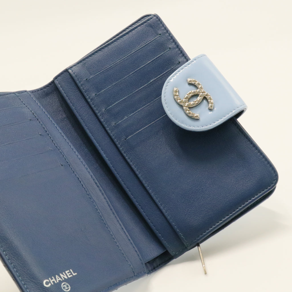 Matelasse Patent Tri-Fold Wallet