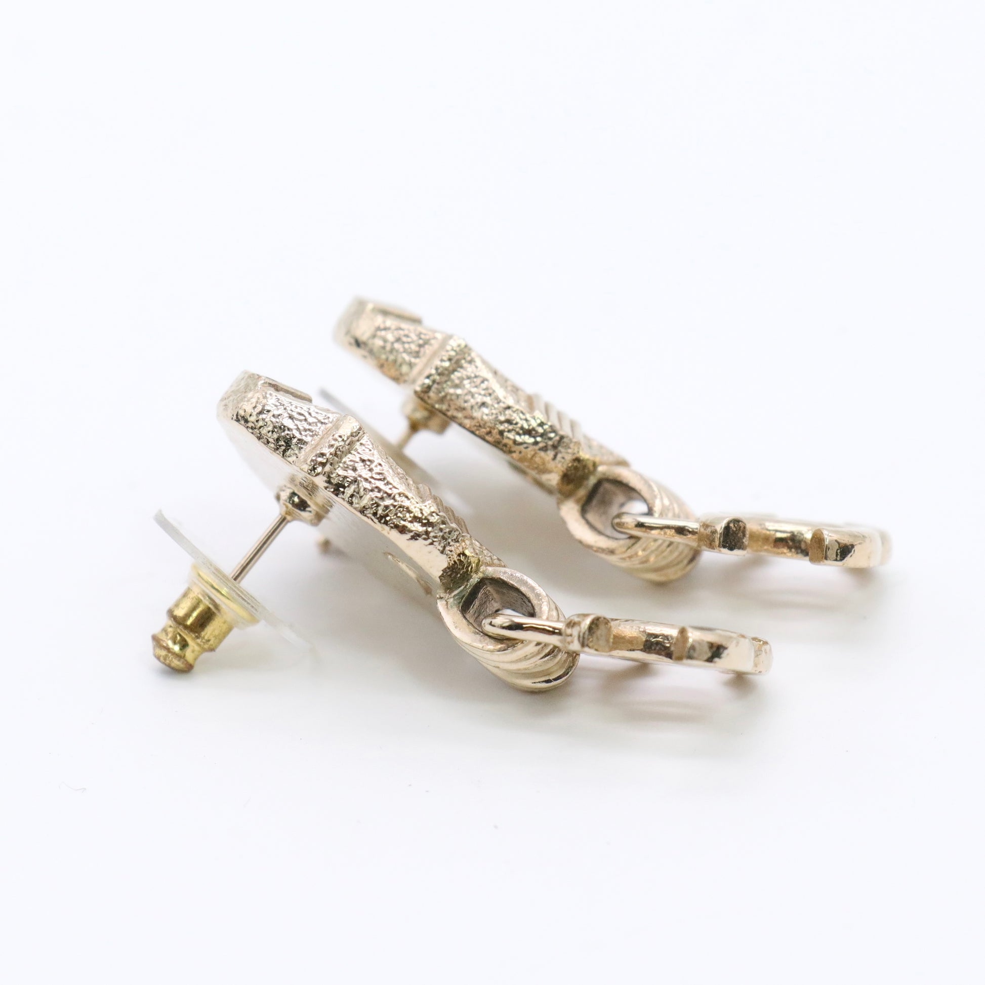 Resin Crystal Quilted CC Drop Earrings Black Twins
