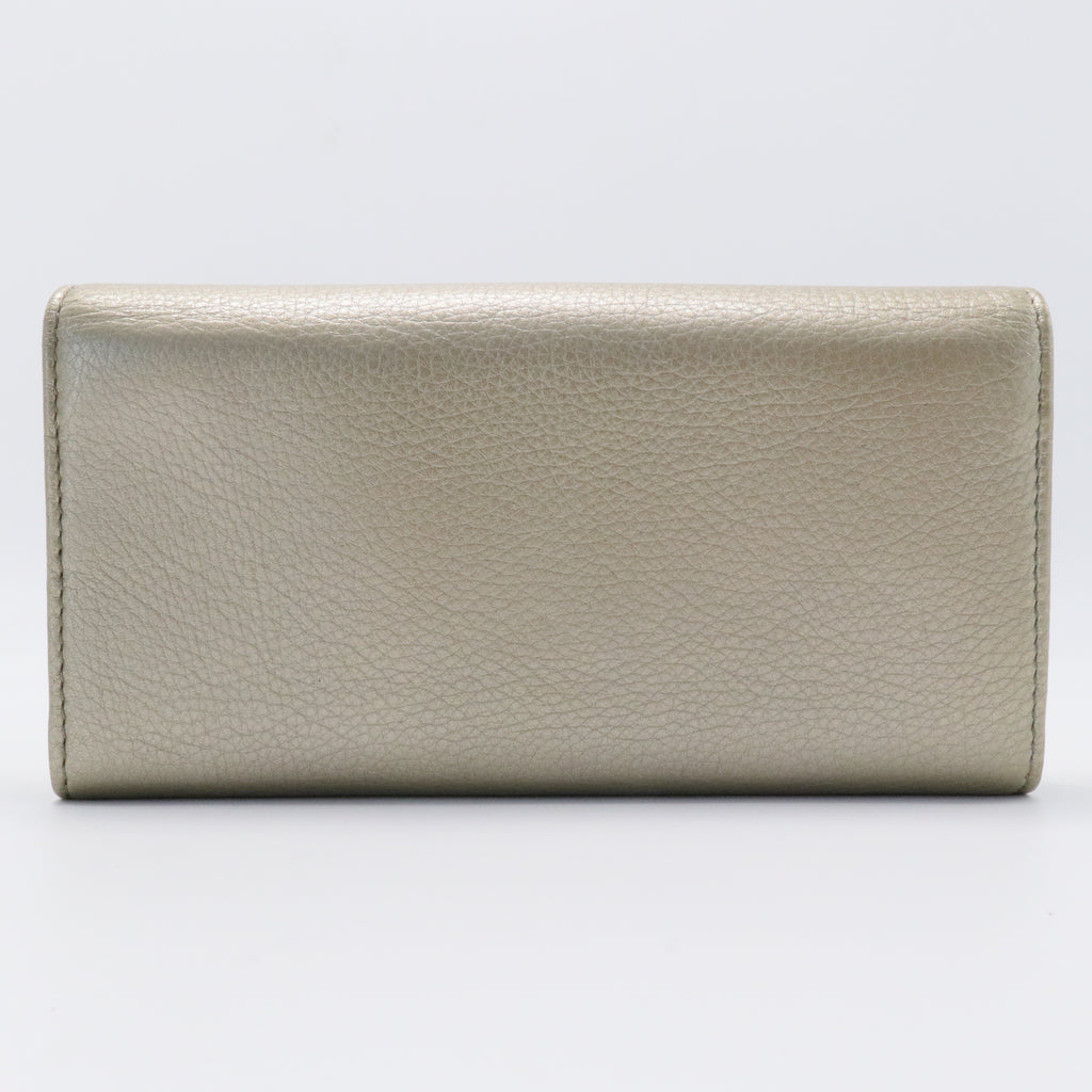 Metallic Pebbled Calfskin Soho Continental Wallet
