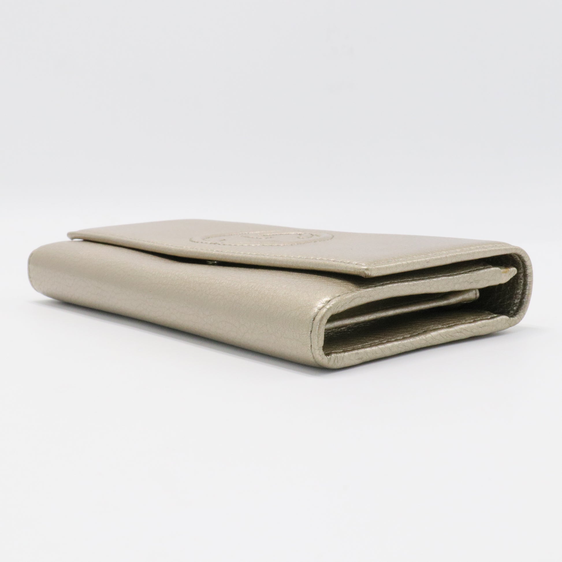Metallic Pebbled Calfskin Soho Continental Wallet