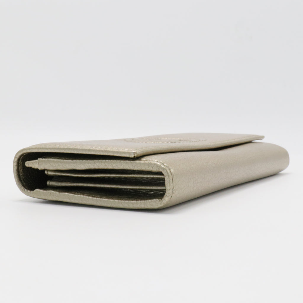 Metallic Pebbled Calfskin Soho Continental Wallet
