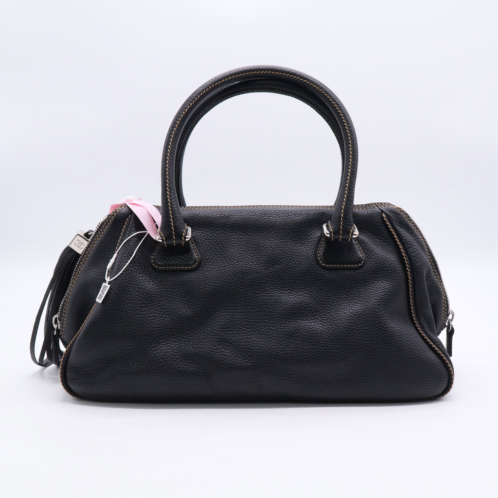 Chanel Black Leather LAX Tassel Bowler Bag  Twins LDJ2819