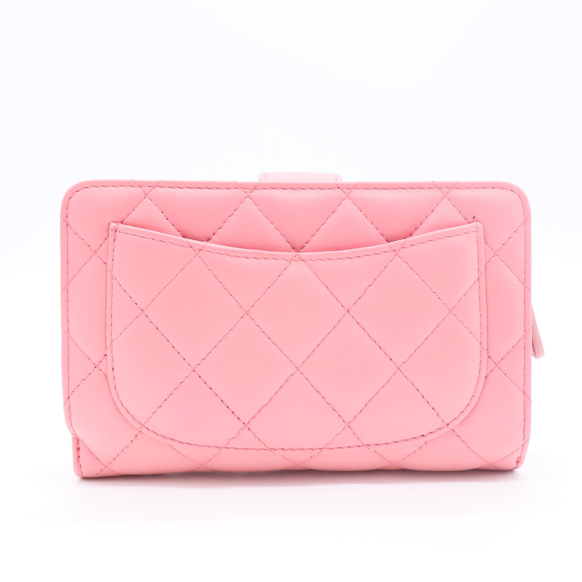 Caviar Quilted Zipped Pocket Wallet Pink