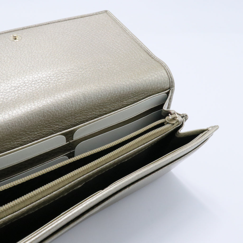 Metallic Pebbled Calfskin Soho Continental Wallet