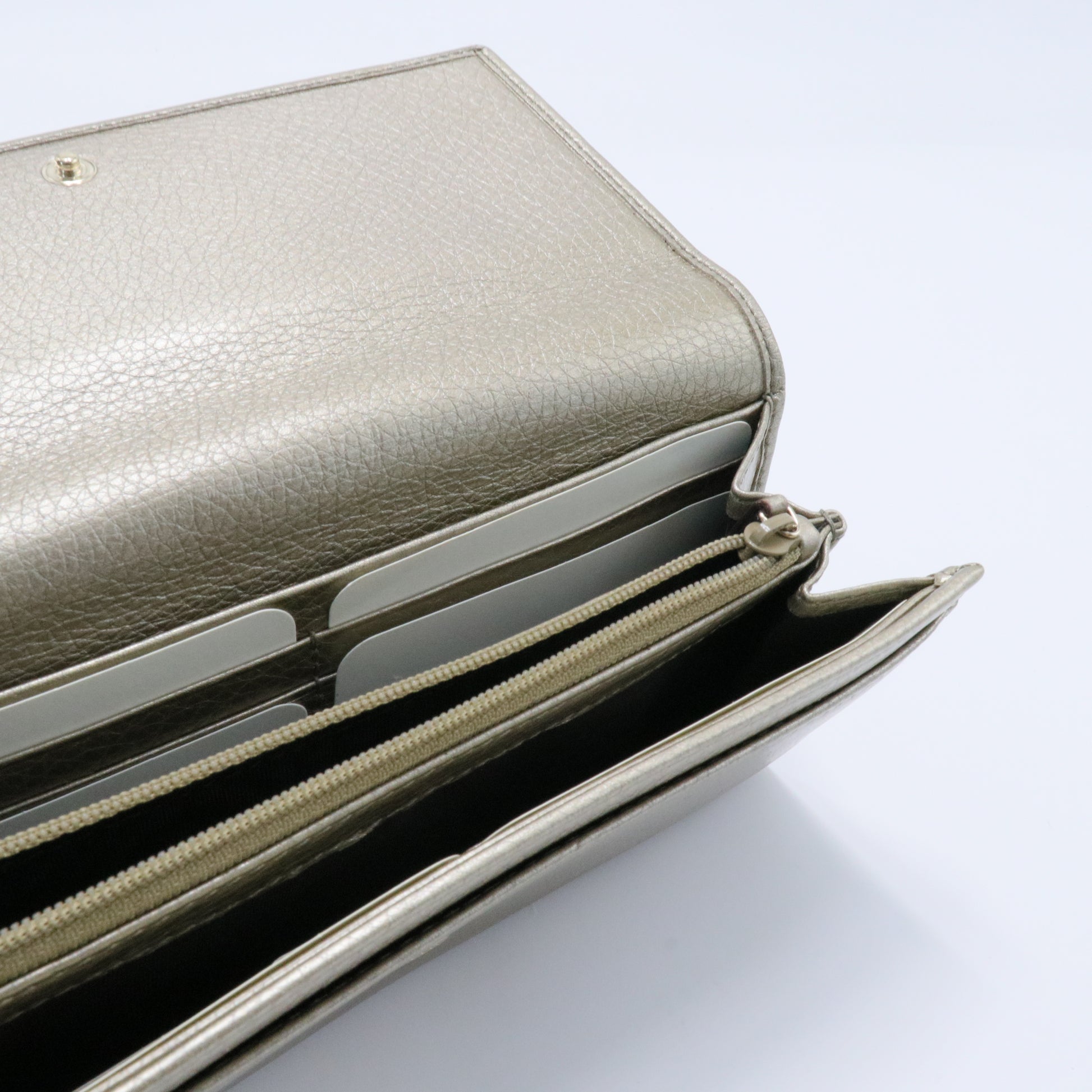 Metallic Pebbled Calfskin Soho Continental Wallet