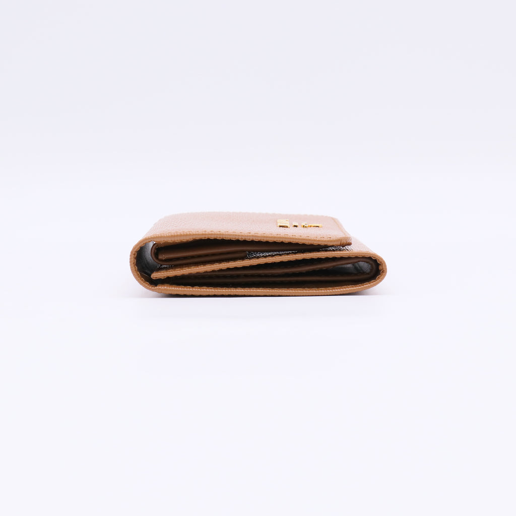 Prada Tan Vittello Move Leather Trifold Wallet W22580