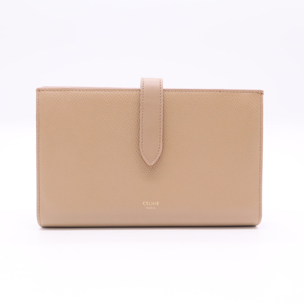 Celine Strap Wallet Grained Calfskin Twins